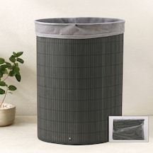Bambu Üçgen Kirli Çamaşır Sepeti 35x60 Cm - Kapaklı, Kumaş Torbalı Diğer