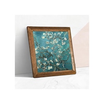Pinecone Vincent Van Gogh Badem Ağacı Taş Duvar Tablosu - Ahşap Çerçeveli Taş Tablo - 25x25 Cm - Dekoratif Duvar Sanatı - Modern Ev Ve Ofis Duvar Dekoru W1-64