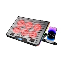 Notebook - Laptop Soğutucu Rgb Işıklı 15.6 Inc 6 Fanlı - Lcd Dijital Ekran 2 Usb Soket 5468
