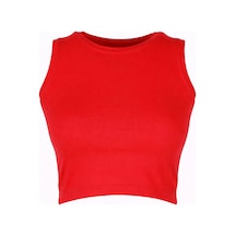 Trender 587-04 Kolsuz Crop Kırmızı Kadın Atlet 26yl71595019