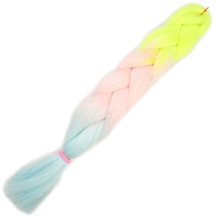 Simli Neon Sarı / Şeker Pembe / Su Yeşili Ombreli Örgülük Saç 100 Gr.