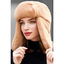 Tezzgelsin Unisex Peluş Kalpak Pilot Şapka Camel
