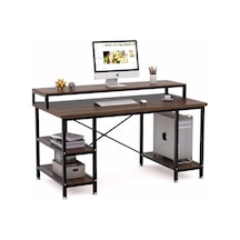 Zizuva Tasarım 95x60x140cm Ceviz Ev Ofis Bilgisayar Metal Raflı Çalışma Masası Ahşap - Siyah Zizuva Tasarım 95x60x140cm Ceviz Ev Ofis Bilgisayar Metal Raflı Çalışma Masası Ahşap - Siyah