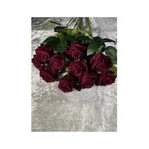 Kaliteli 10 Lu Bordo Yapay Kadife Gül Ev Vazo Dekor Süsü Özel Gün Çiçeği Yapay Çiçek Bordo - 914278501 Bordo