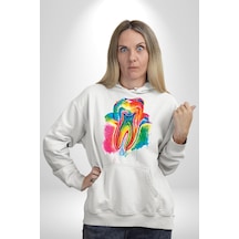 Diş Doktoru Diş Anatomisi Özel Tasarım Kadın Erkek Beyaz Kapüşonlu Sweatshirt Hoodie Beyaz