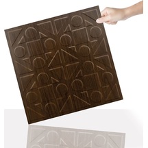 3 Boyutlu Duvar Paneli Kabartmalı Kareli Yuvarlak Desen Pvc 41x41 Cm/ 6 Adet /1 M² Teak