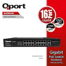 Qport Q-poe16g 16port 10/100/1000 + 2 Port 10/100/1000 Uplınk Poe