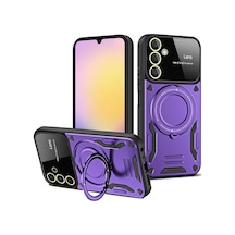 Newface - 4 - Samsung Galaxy Uyumlu A35 5g Kılıf Joy Lens Standlı Kapak - Novapazr - - Mor