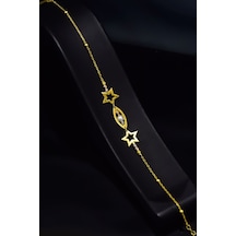 Papatya Silver 925 Ayar Gümüş Gold Kaplama Yıldız Ve Oval  Incili, Dorikalı Bileklik