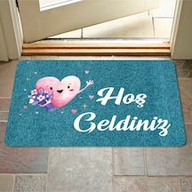 Dijital Baskılı Hoş Geldiniz Yazılı Çiçek Desenli Kapı Önü Paspası İç Ve Dış İçin Yıkanabilir Kaymaz Füme