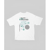 Silver The Sonic Hedgehog Baskılı Unisex Oversize Çizgi Film Kara Beyaz
