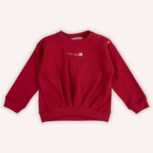 Kız Çocuk Nakış Detaylı Sweatshirt Kırmızı 2421gb08050-4886 001
