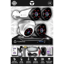 Turkno 4 Kameralı Galia 1 İç Kamera Set 1 TB HDD Full HD Gece Görüşlü Güvenlik Kamerası Sistemi