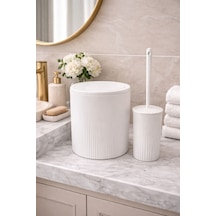 Decorev 2 Li Banyo Seti Çöp Kovası Ve Tuvalet Fırçası Dc-6879 Beyaz