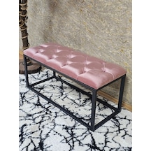 Zafir Siyah Boyalı Diktörtgen 100 Cm X 40 Cm Oturak Puf - Bench - Makyaj Oturağı - Oturak Pembe