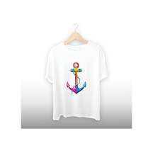Demir Halat Detaylı Unisex Tişört Beyaz