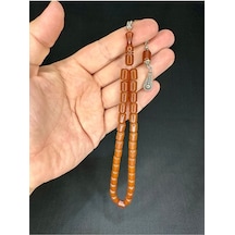 Çubuk Kehribar Tesbih Kahverengi Kapsül Kesim 10mmx7mm T-530