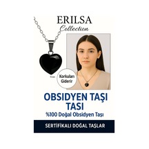Erilsa Sertifikalı Kalp Model Mini Siyah Obsidyen Taşı Kolye Koruma, A Çok Renkli