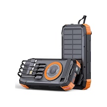 Fc-20 Solar Powerbank 20000 Mah, 22.5w Pd Hızlı Şarj, Kablosuz Şarj, El Kranklı Şarj, Led Fener, Pusula, Çoklu Kablolu Taşınabilir Güç Bankası
