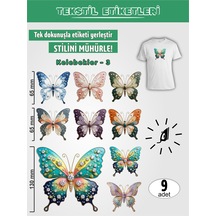 Ütü İle Yapışan Kıyafet Etiketi Kelebekler -3 9lu Set Karışık