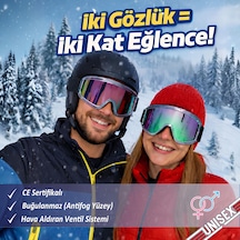 2 Adet Kayak Gözlüğü Aynalı Gökkuşağı Ventilli Güneş Kar Koruyucu Gözlük Uv Korumalı Snowboard Glasses Gözlük Gökkuşağı
