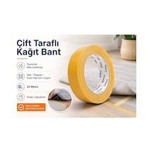 Çift Taraflı Kağıt Bant 3 Cm 25 Metre İz Leke Bırakmaz Halı Paspas Karo Halı Sabitleme Kaydırmaz Zemin Yapışkan Bant Kapı Önü Balkon Paspası Tutucu Bant