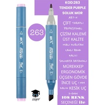 Çift Taraflı Profesyonel Çizim Kalemi Kalıcı Mürekkep Üçgen Gövde İnce Uç 1 Mm Kesik Uç 2-6mm Sketch 263-soluk Mor