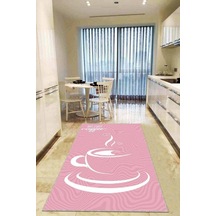 Pembe Kaymaz Taban Yıkanabilir Fincanlı Mutfak Halısı Ar860n11