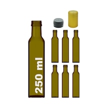 Afracam Kalın Cam Şişe Seti, 250 Ml, Yağdanlık Akıtıcılı Kapaklı, Yağlık Ve Sirkelik, Kapüşonlu, 6 Adet, Y Diğer