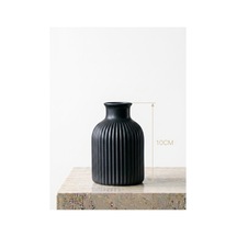 Canseb Elegance Karbon Siyah - Çizgili Pampas Vazosu - 10cm Boyunda - El Boyaması İşçilik
