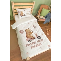 Organik Tek Kişilik Nevresim Takımı 160x220 - Minik Gezgin Renkli