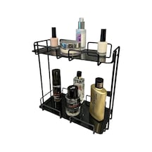 Katlı 28x14 Siyah Banyo Ve Kozmetik Düzenleyici - Çift Katlı Sunum Ve Servis Tepsisi - Makyaj Organizeri Diğer