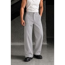 Tarz Cool Erkek Baggy Fit Old Money Cep Detaylı Pantolon Gri