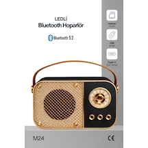 Nostaljik Bluetooth Hoparlör Bluetooth 5.2 Usb & Tf Kart Destekli Led Taşınabilir Speaker Siyah
