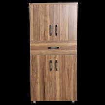 Çok Amaçlı Dolap 130 Cm Hard Parlak Ceviz Suntalem 4Raf 1Çekmece