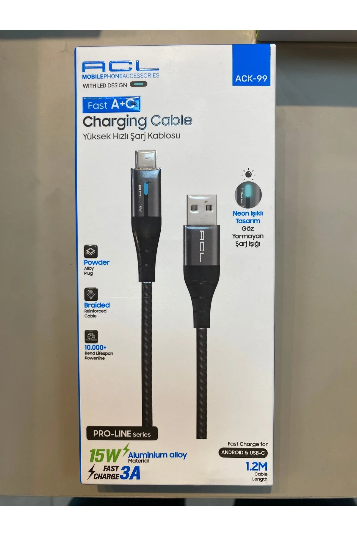 Fast A+c Charging Cable Yüksek Hızlı Şarj Kablosu 1.2 M