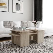 Olive 3'lü Orta Zigon Sehpa Takımı Traverten Desenli Traverten