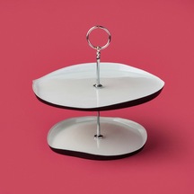Kitchen Jota İki Katlı Kurabiyelik - Beyaz / Siyah - 28 Cm + 21 Cm Çok Renkli
