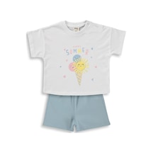 Civil Baby Dondurma Baskılı 6-18 Ay Takım - Mavi