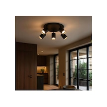 Gu10 5 Li Led Spot Yuvarlak Tavan Avize Os Ram Enerji Tasarruflu Ampül 5 Li Siyah Hareketli Siyah