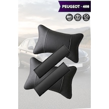 Peugeot 408 Uyumlu Set Lüks Deri Kemer Koruyucu Deri Yastık Siyah