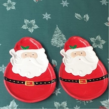 Dafniart Noel Baba Şeklinde Dekor Amaçlı Tabak 21 14 Kırmızı 2 Li Dekor Tabak 21 14 Çok Renkli