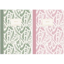 Limited Edition B5 40 Yp. Terzi Dikiş Not Defteri - 2'li Green/pink Botanical Çok Renkli