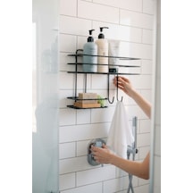 Buççin Online Mağaza Yapışkanlı Banyo Rafı Şampuanlık Katı Sabunluk Askılı Banyo Düzenleyici Raf Organizer Metal Siyah Çok Renkli