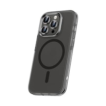 Apple iPhone Uyumlu 15 Pro Kılıf Airbagli Magsafe Wireless Şarj Özellikli Lens Koruyuculu Klfs Klaptika Kapak - S Siyah