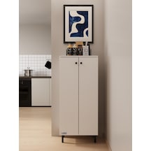 Modern Çok Amaçlı Kiler Dolabı - 4 Raflı Mutfak & Banyo Düzenleyici, Robot Süpürge Uyumlu 117x50x30 Cm Beyaz