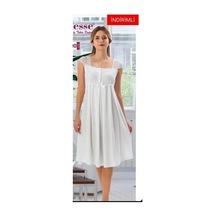 Duchesse 200 Askıları Dantelli Ekru Hamile Lohusa Geceliği 001