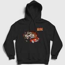 Presmono Unisex Classic Car Ac/dc Kapüşonlu Sweatshirt Siyah