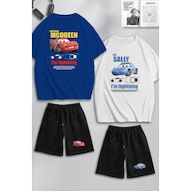 Unisex Kadın Erkek I'm Sally & Mcqueen Baskılı Sevgili Çift Kombini Tasarım Oversize T Shirt Ve Şort Mavi Beyaz Siyah Mck0447 Çok Renkli
