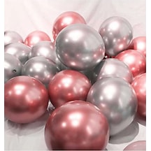 Krom Parlak Metalik Pembe-gümüş Renk 30 Adet Balon